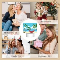 Rectangular Acrylic Night Light, A Hammock Is Set Up On A Sandy Beach -Cute Night Light Shop f892e7dc88c92cc450f629a6136d415ae8f1e75d