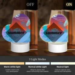Love Acrylic Night Light, A Colorful Image Of Leaves And Flowers With The Word "summer" Written In The Middle. -Cute Night Light Shop f9630cfb543eb493cfbb33b39938ad53d42141eb