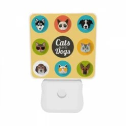 Night Light Set Of 2, A Collection Of Cat And Dog Images Are Displayed In A Circle. -Cute Night Light Shop f9d34ae0897024be2166090f464bd16d91247e3c