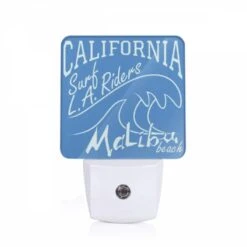 Night Light, A Blue Surfboard With The Words California Surf Riders On It.