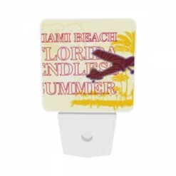 Night Light Set Of 2, A Plane Is Flying Over A Beach With The Words "Miami Beach Florida" Written On It. -Cute Night Light Shop fab8e7686eed5890cb9e8c8197a156250c121194