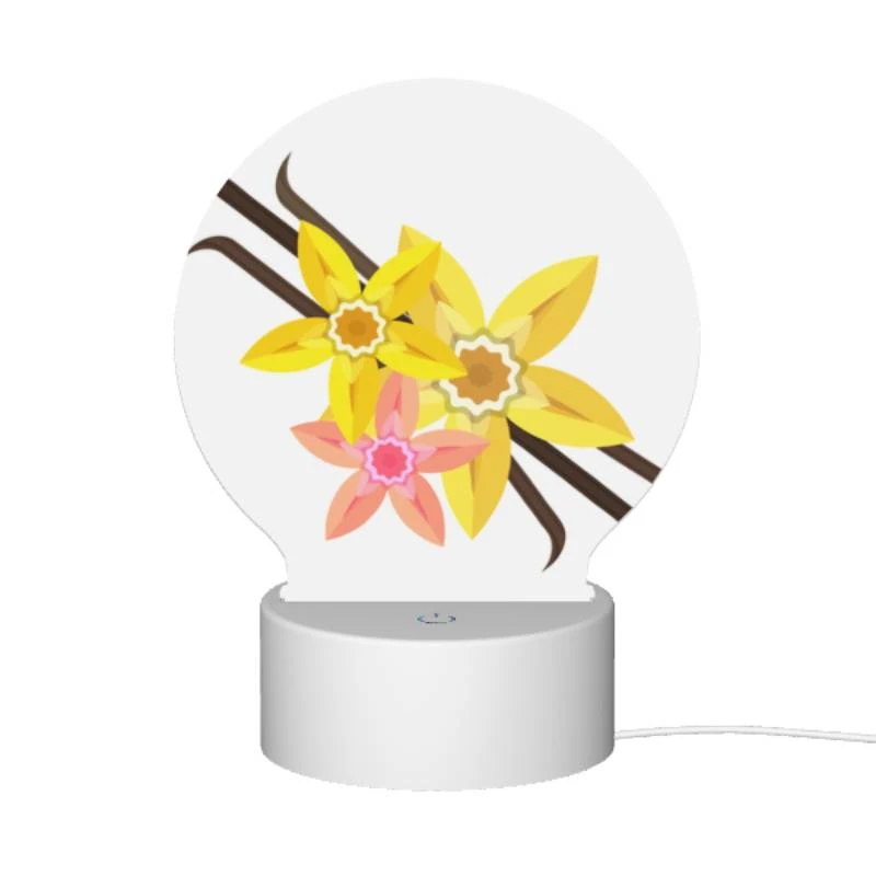 Round Acrylic Night Light, A yellow flower with a pink center is surrounded by other yellow flowers. Round Acrylic Night Light, A Yellow Flower With A Pink Center Is Surrounded By Other Yellow Flowers. -Cute Night Light Shop fb32d66f0ee227b5cfd8fa50a703f05337cd88b9