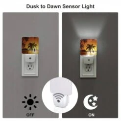 Night Light Set Of 2, A Sunset With Palm Trees And A Mountain In The Background. -Cute Night Light Shop fb7bcba81b6438667231bbcd8922004e14bdd9fe