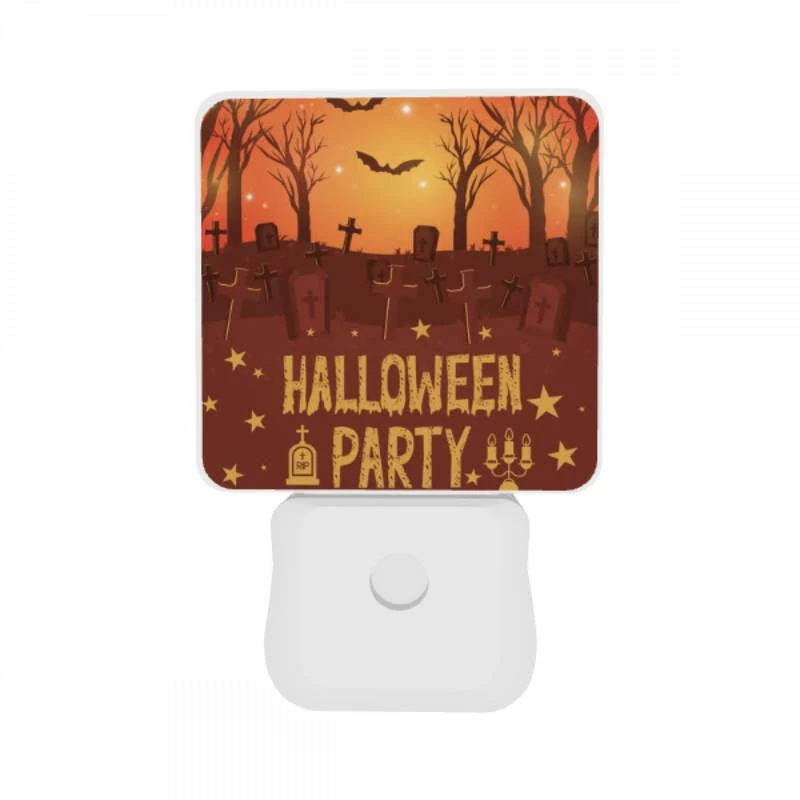 Night Light Set of 2, A Halloween party is advertised with a spooky scene of graves and bats. Night Light Set Of 2, A Halloween Party Is Advertised With A Spooky Scene Of Graves And Bats. -Cute Night Light Shop fc4dd037e4fd0bfb375fe281bf535f398c412cd6