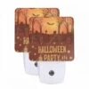 Night Light Set Of 2, A Halloween Party Is Advertised With A Spooky Scene Of Graves And Bats. -Cute Night Light Shop fc569842895140b396102ae5f40c22ee0a0d883b