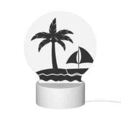 Round Acrylic Night Light, A Sailboat Is In The Water Near A Palm Tree. -Cute Night Light Shop fc9cbdf0c3834942bc9e7039b83f069e187e6ae7