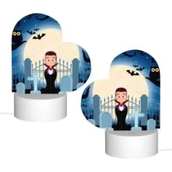 Love Acrylic Night Light, A Boy In A Vampire Costume Stands In Front Of A Fence With A Cemetery In The Background. -Cute Night Light Shop fd01b4b3df90587f33df69a4580046f5d341b725