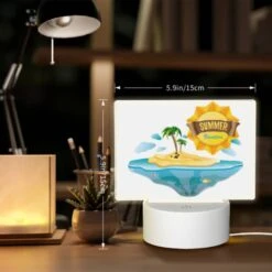 Rectangular Acrylic Night Light, A Sunny Island With A Palm Tree And A Yellow Sun. -Cute Night Light Shop fd4eb0449dc6a1df92dd34b40ce6a3e7ed1ed772