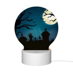 Round Acrylic Night Light, A Spooky Scene With A Full Moon And A Bunch Of Skeletons. -Cute Night Light Shop fdb677f783f3336e123bc9666d89c2cab05466e8