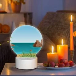 Round Acrylic Night Light, A Cartoon Beach Scene With A Palm Tree -Cute Night Light Shop feae49591153217dbe57d4c2251cb2c263dd11aa