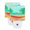 Night Light Set Of 2, A Red And White Beach Umbrella Is Set Up On The Sand. 1 Night Light Set Of 2, A Red And White Beach Umbrella Is Set Up On The Sand. -Cute Night Light Shop feb1b3195dad90756b069d4e1ec040d669ab8427