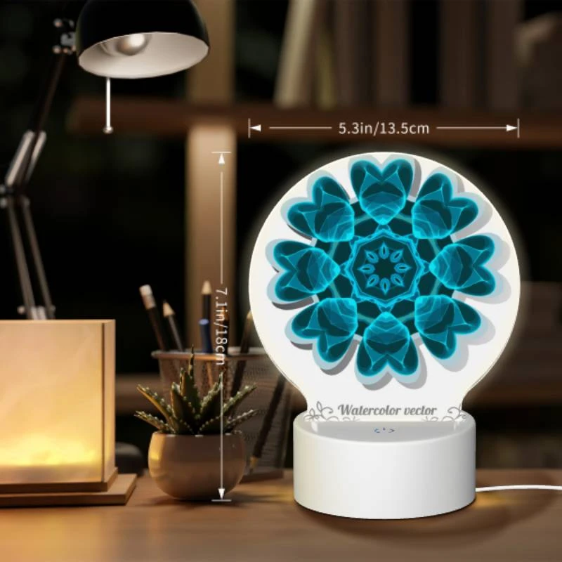 Round Acrylic Night Light, A blue and white flower with a blue background. Round Acrylic Night Light, A Blue And White Flower With A Blue Background. -Cute Night Light Shop feecd41ebe9861c5825de9e230a6c701e065bd85