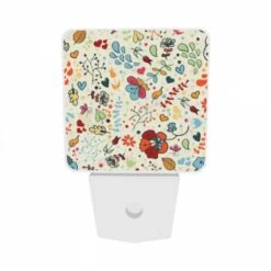 Night Light Set Of 2, A Colorful Floral Pattern With Hearts And Leaves. -Cute Night Light Shop ff086ade8b55c4126bf30d2359b4a09919caca0b