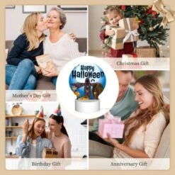 Round Acrylic Night Light, A Halloween Poster With A Witch -Cute Night Light Shop ff10dc0f8066ede6a11e1c59364f15c682de54f9