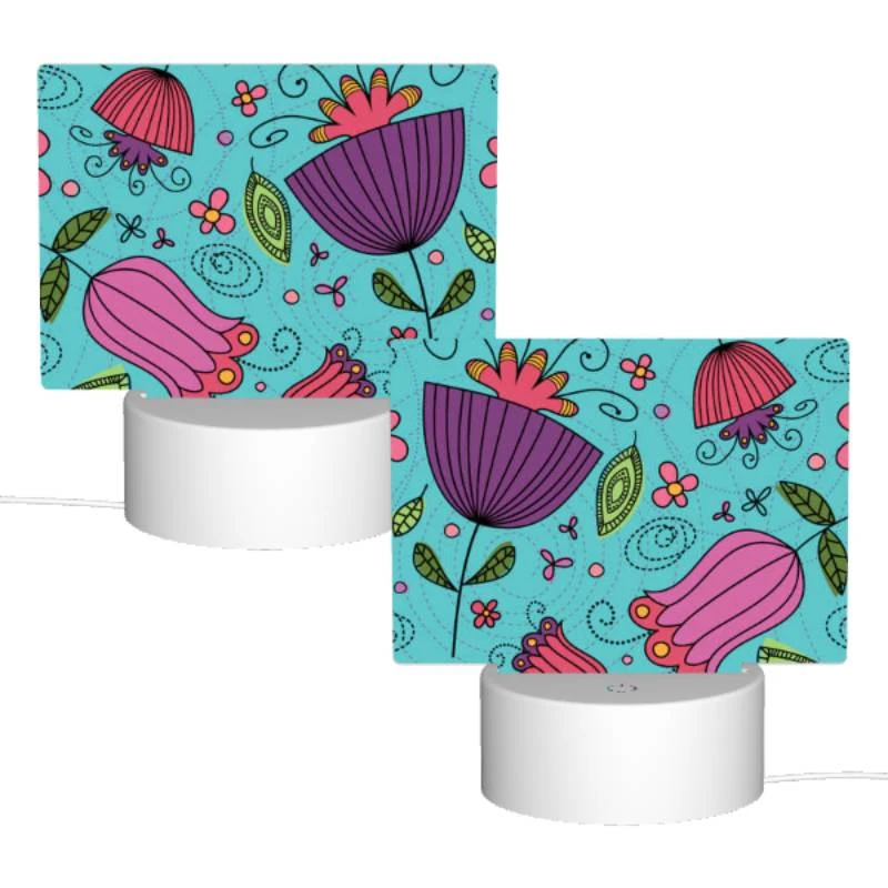Rectangular Acrylic Night Light, A colorful design of flowers and leaves on a blue background. Rectangular Acrylic Night Light, A Colorful Design Of Flowers And Leaves On A Blue Background. -Cute Night Light Shop ff9b63d360c30181809eb272dedfda8a1c3b2448